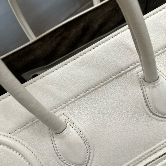 White Celine Medium Luggage Phantom Tote Soft Grained Calfskin - Picture 6 of 13
